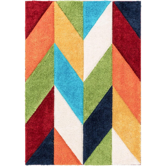 Modern Geometric Multicolor Shaggy Carpet
