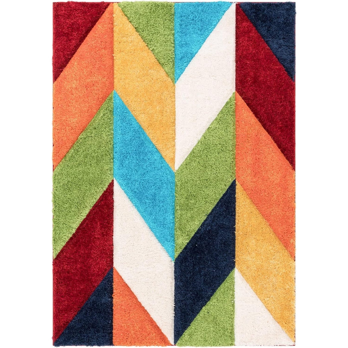 Modern Geometric Multicolor Shaggy Carpet