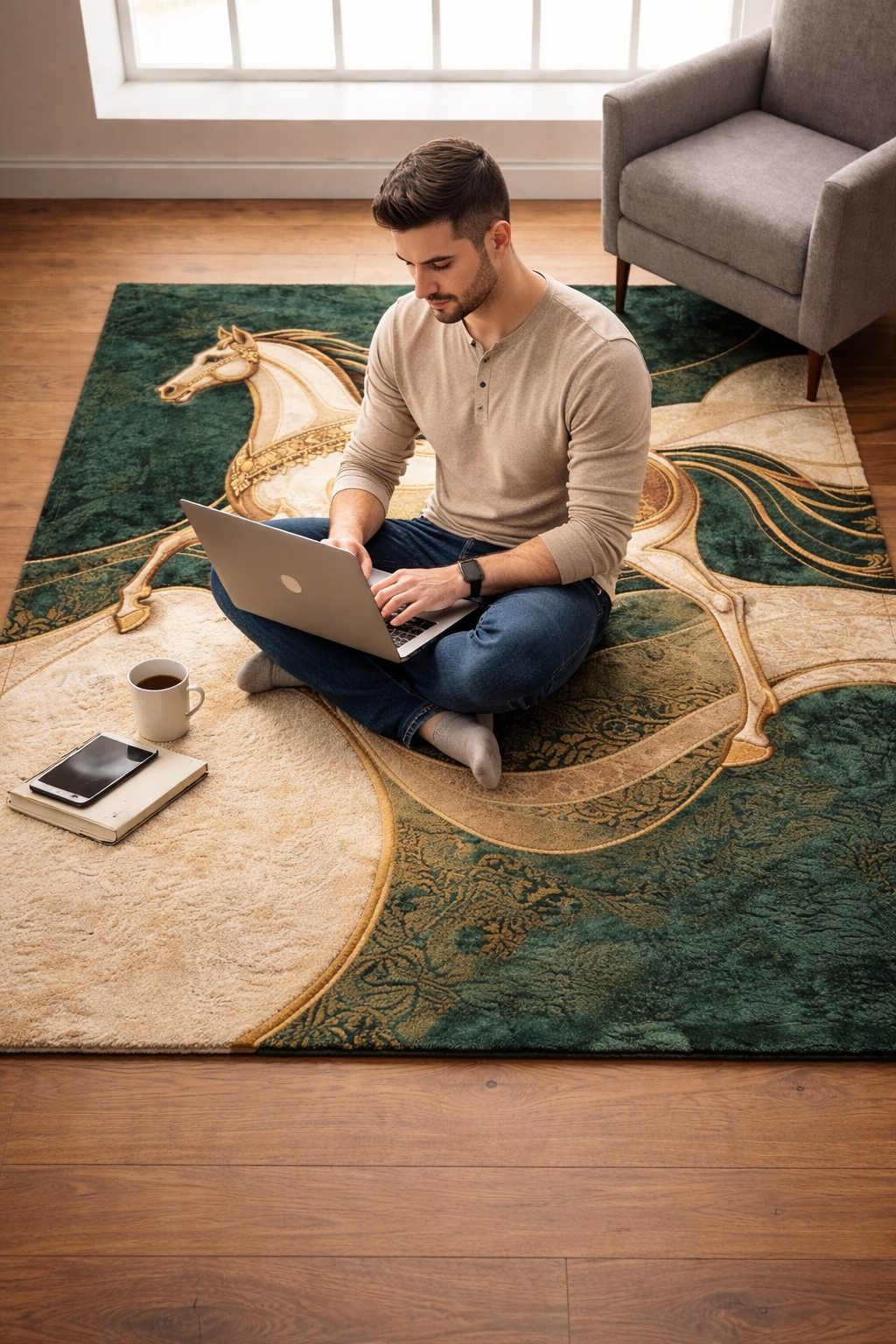 Majestic Stallion Hand Tufted Carpet