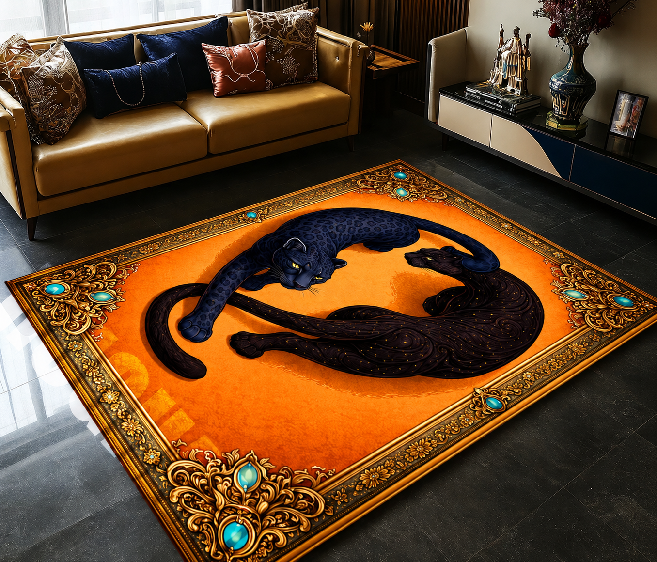 Twin Panther Luxury Rug