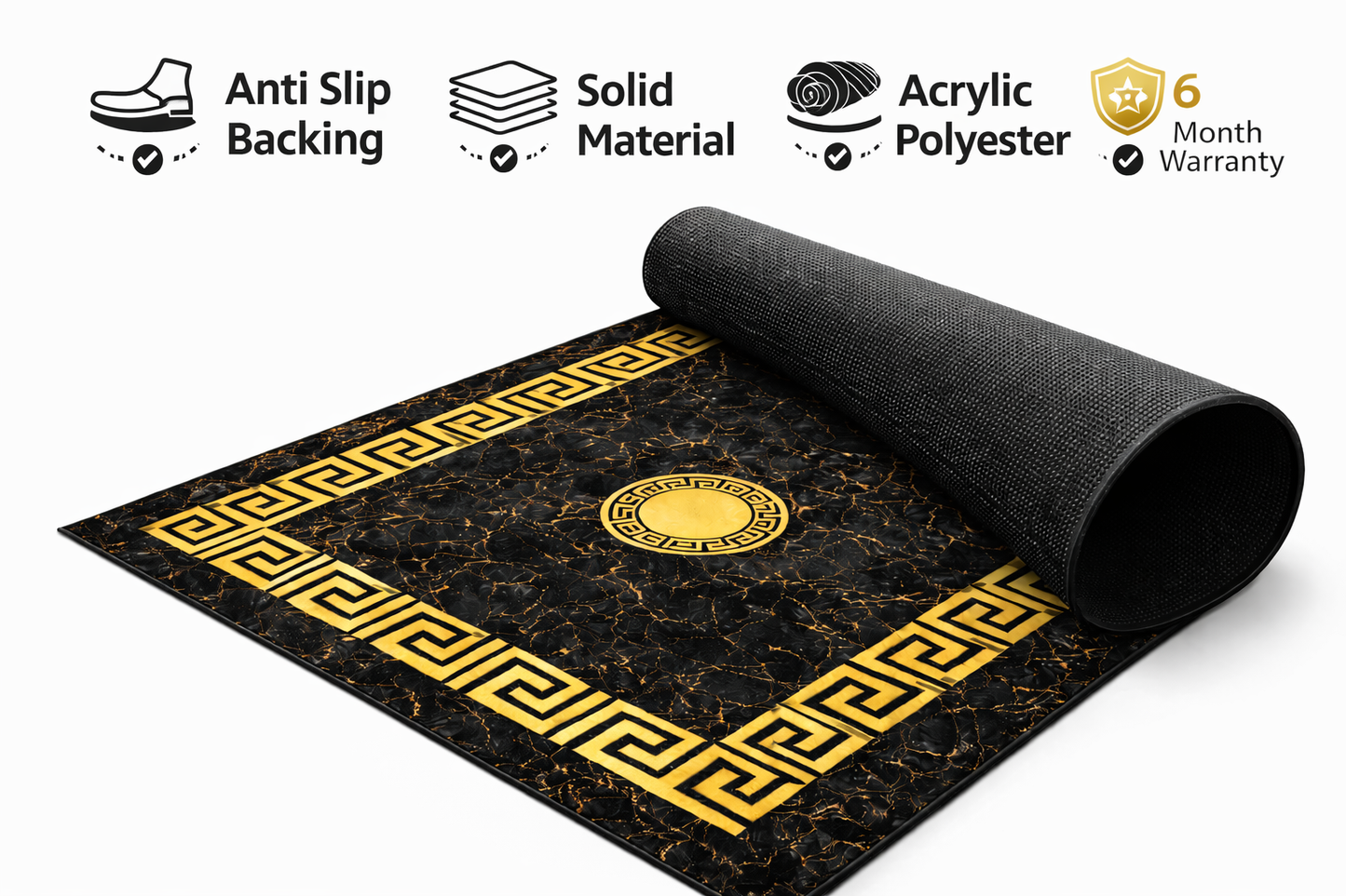 Luxury Black & Gold Marble Rug