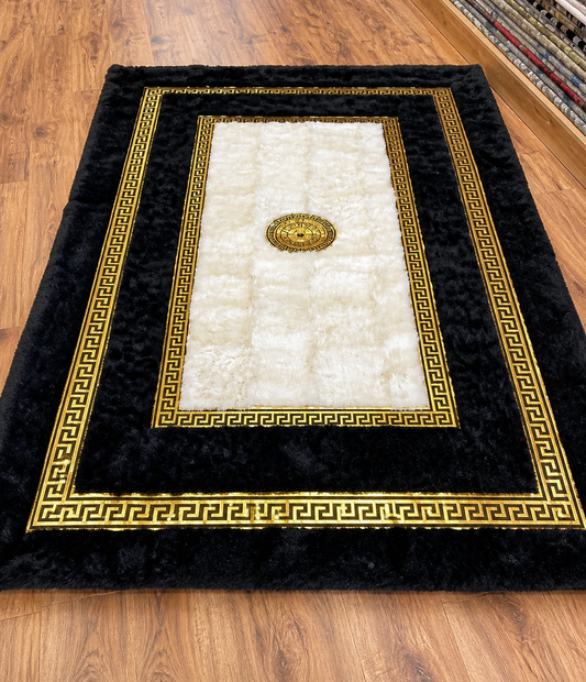 Imperial Greek Black-White-Gold Carpet