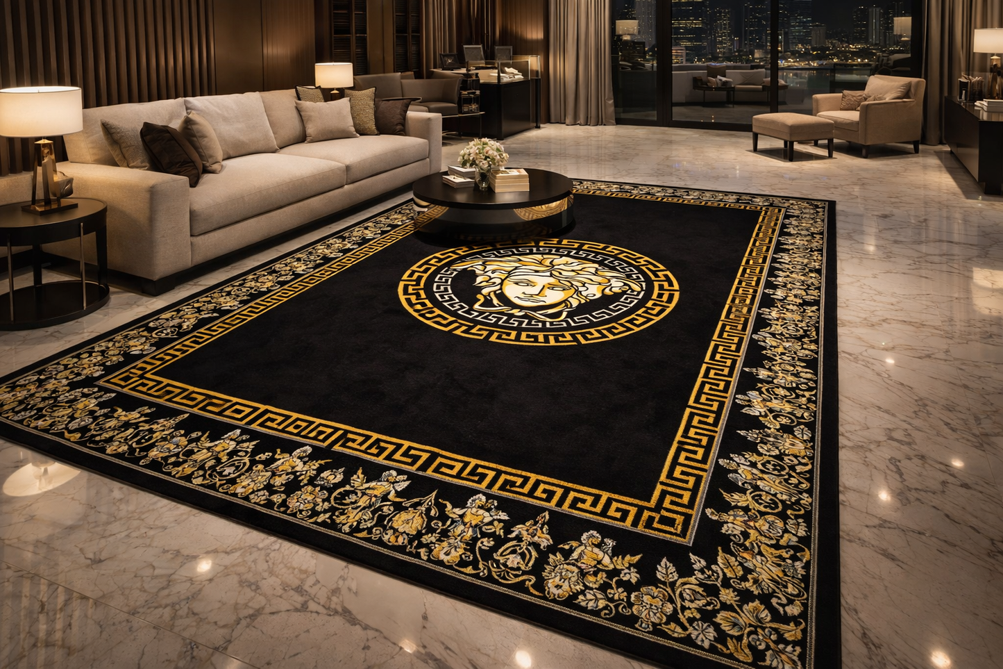 Medusa Edition Carpet | Black & Gold Luxury